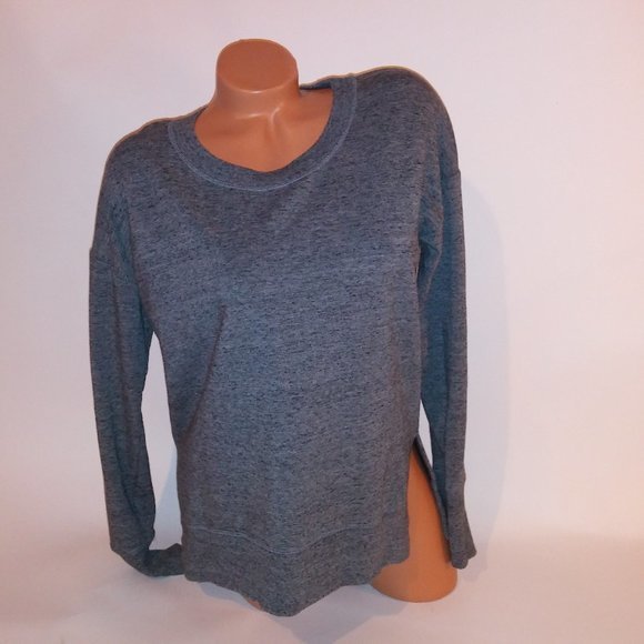 Athleta Sweaters - Athleta Sweater Small Gray Marl Long Sleeve Side Slits Crew Neck Pit to Pit 20.5
